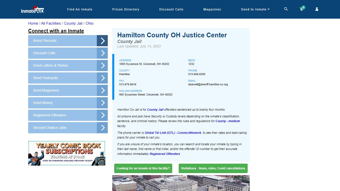 Hamilton County OH Justice Center - Inmate Locator - Cincinnati, OH